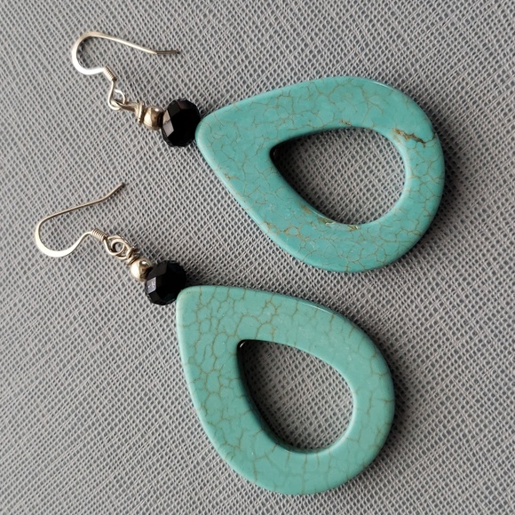 New Large Drop Turquoise Earrings - Picture 1 of 3